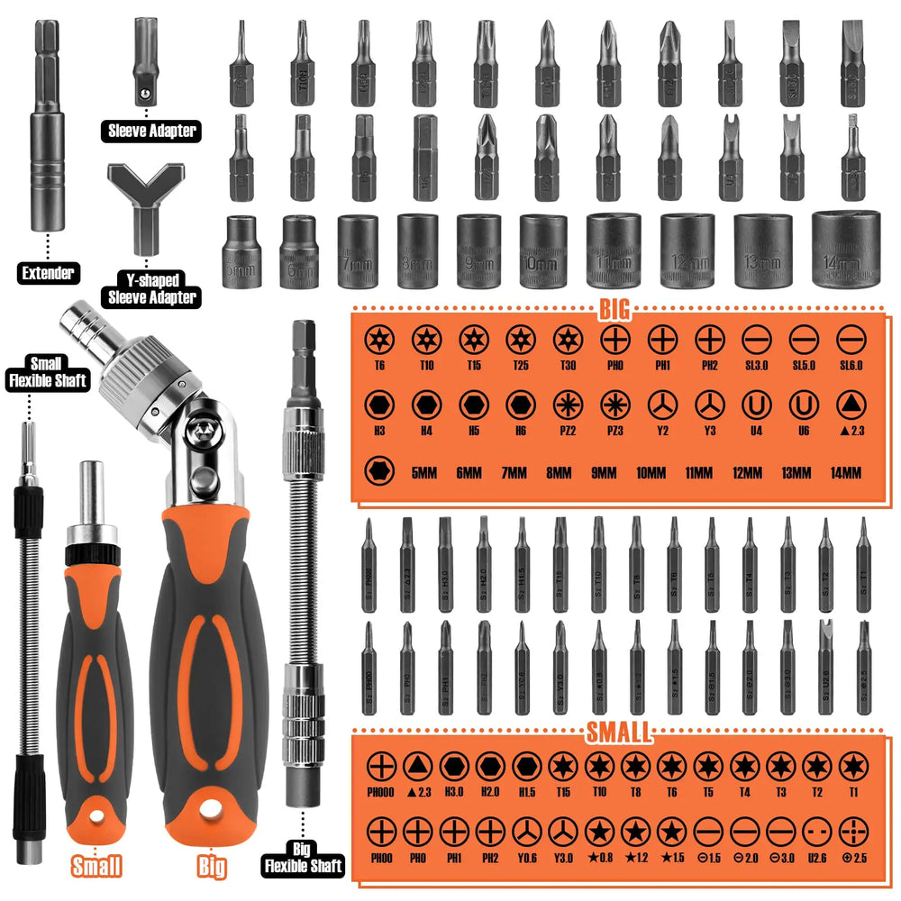 68-in-1 Ratchet Screwdriver Set with Magnetic Bits & Extension Bar – FortiDrive