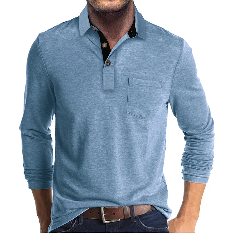 Men's Long-Sleeve Polo, Breathable & Versatile – Matteo