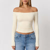 Off-The-Shoulder Long Sleeve Crop Top for Women