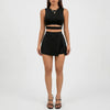 Hollow-Out Crop Vest And Split Skort Set