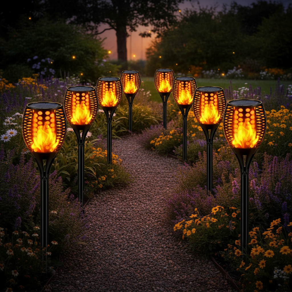 Solar Garden Torch Light with Flame Effect LED Waterproof IP67