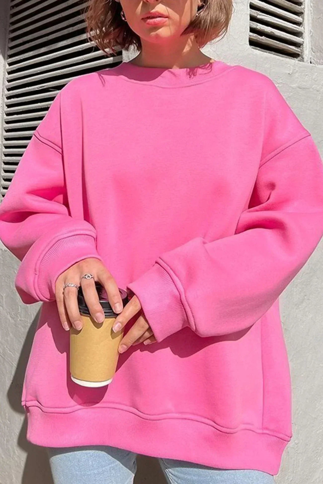 Women's Oversized Sweatshirt – Cotton, Casual Crew Neck for Comfortable Everyday Outfits