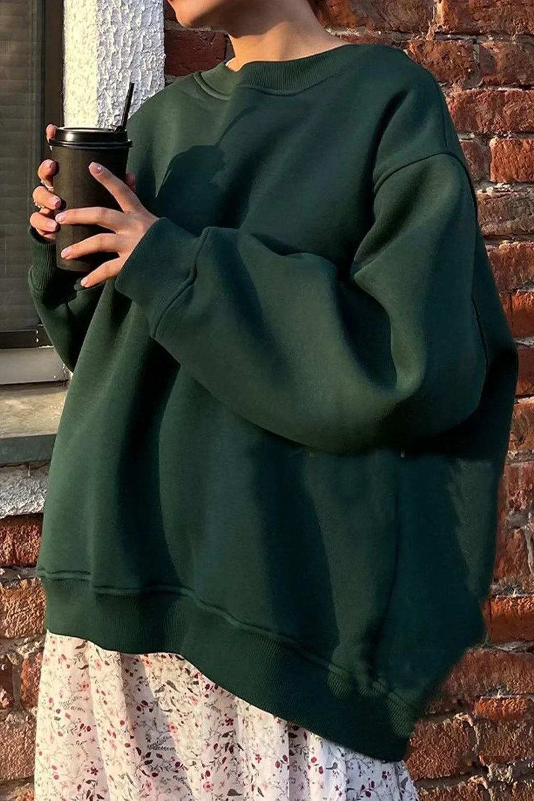 Women's Oversized Sweatshirt – Cotton, Casual Crew Neck for Comfortable Everyday Outfits
