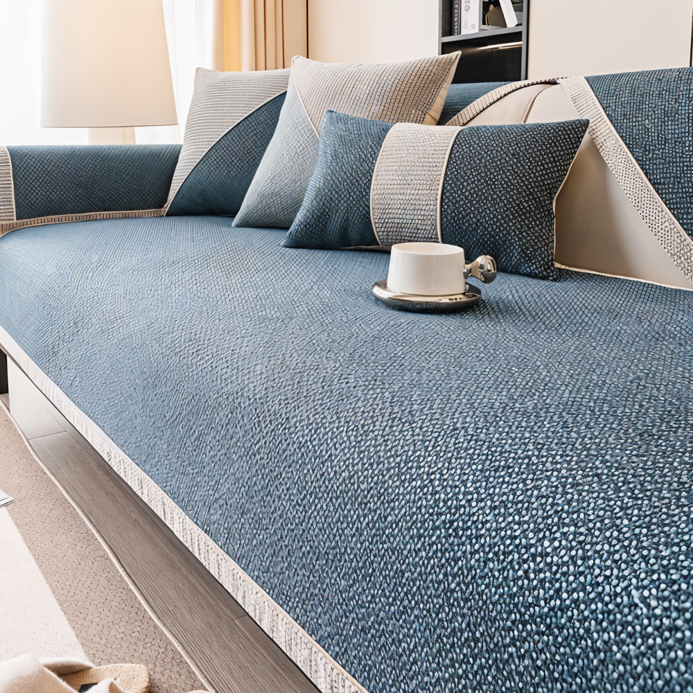 Solid Flat Sofa Cover - Durable, Non-Slip Cotton and Linen Polyester