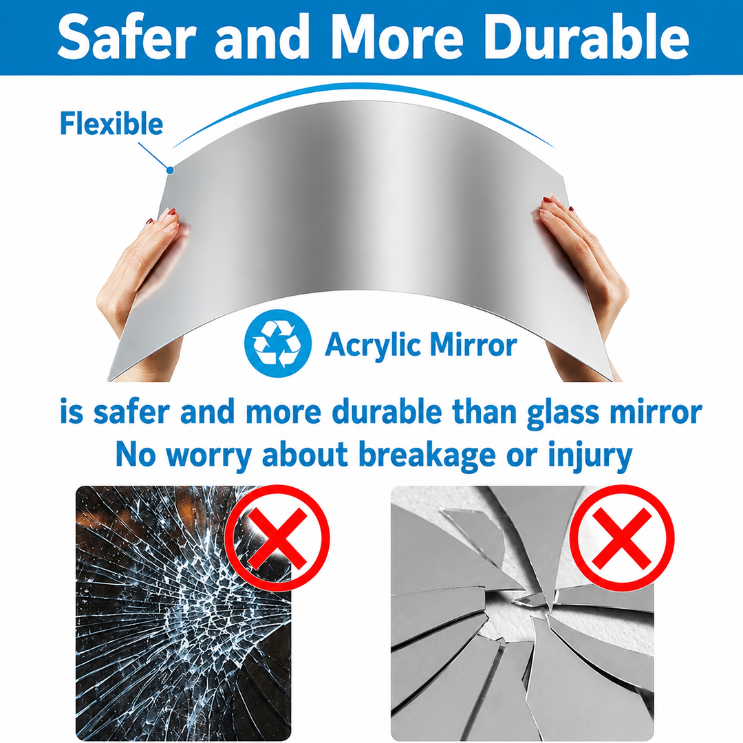 Self-Adhesive Mirror Film | Shatterproof & Cut-to-Size | Crystal Clear