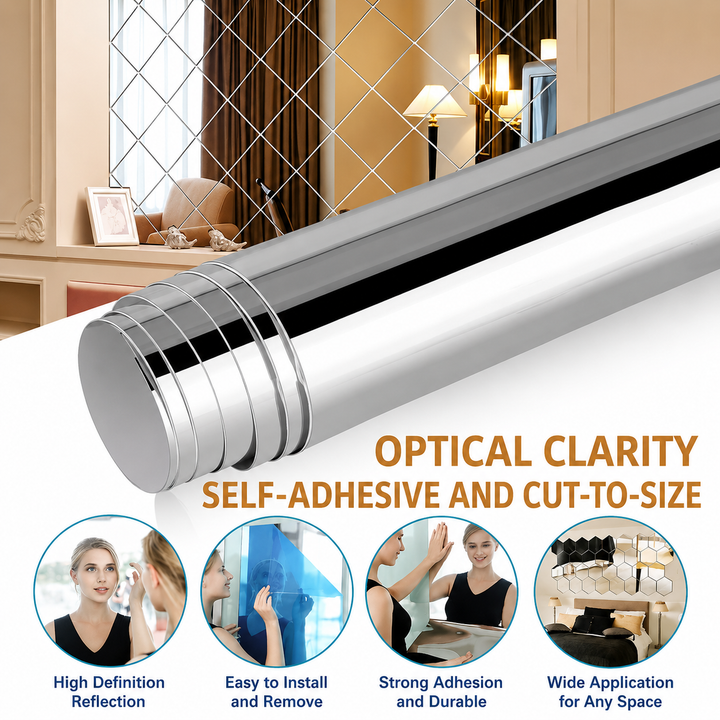 Self-Adhesive Mirror Film | Shatterproof & Cut-to-Size | Crystal Clear