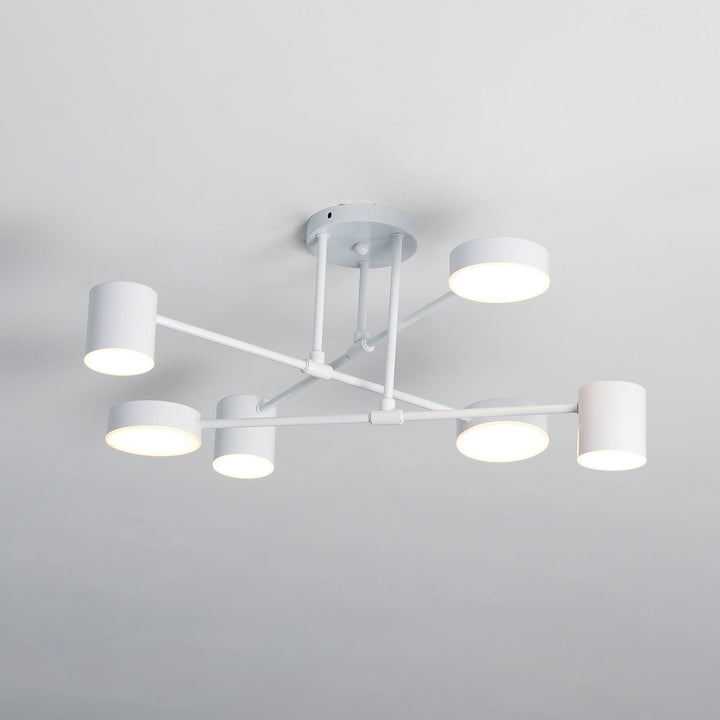 Sputnik Design Ceiling Light with Crossing Arms and Cylindrical Light Points
