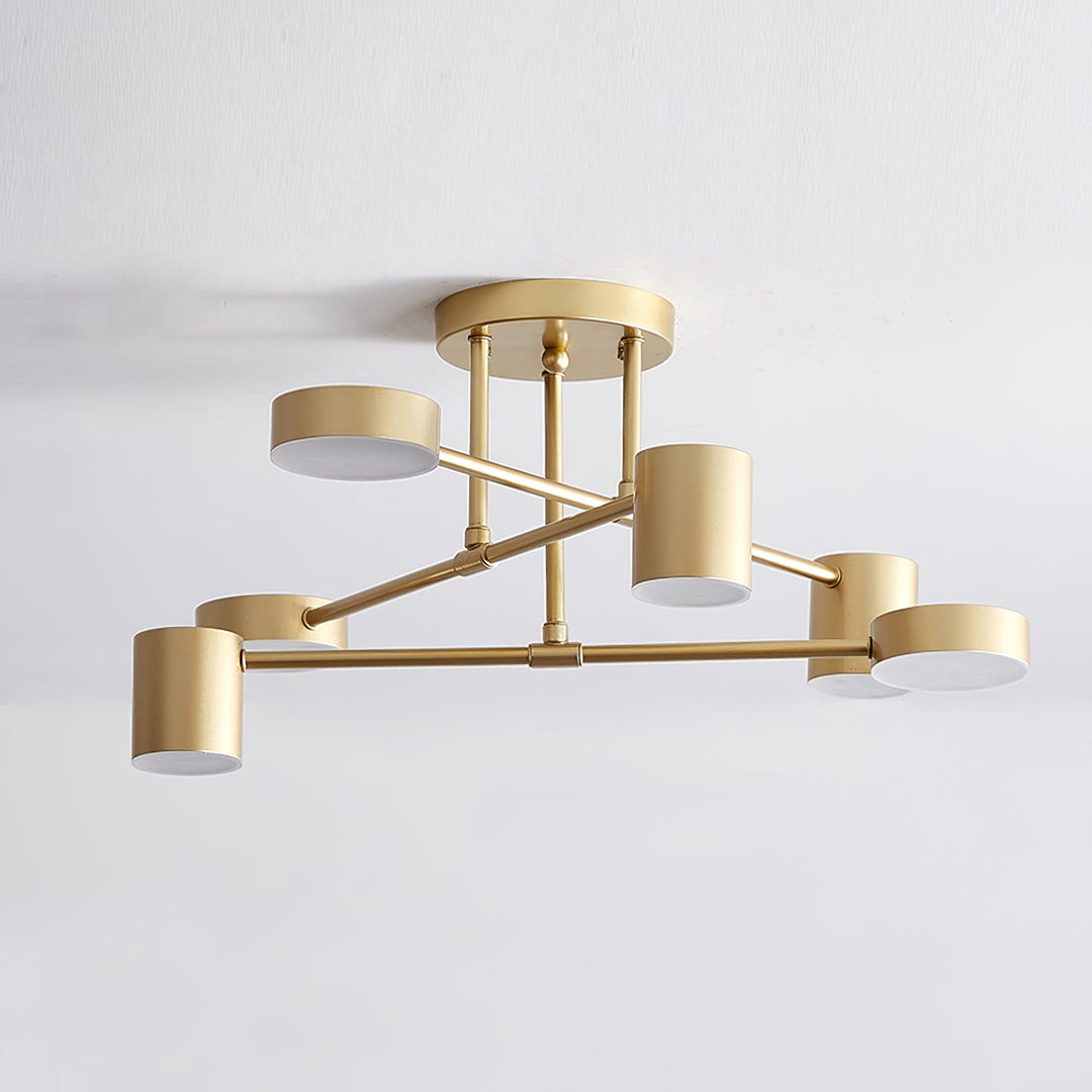 Sputnik Design Ceiling Light with Crossing Arms and Cylindrical Light Points