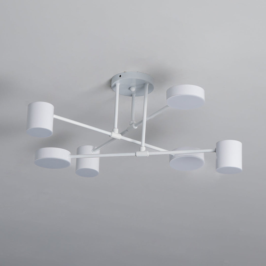 Sputnik Design Ceiling Light with Crossing Arms and Cylindrical Light Points
