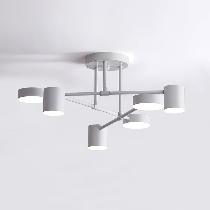 Sputnik Design Ceiling Light with Crossing Arms and Cylindrical Light Points