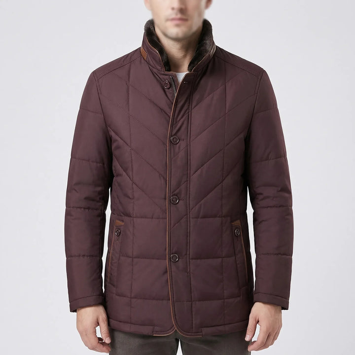 Strandex - Quilted Button-Front Stand Collar Jacket