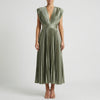 Sleeveless V-Neck Pleated Midi Dress