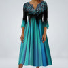 Ombre Gradient Midi Dress With Flared Sleeves