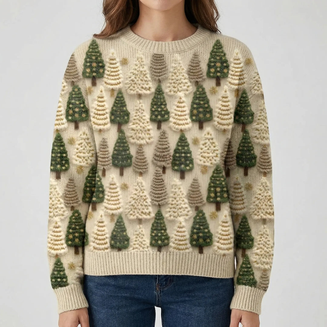 Treevara - Tree Motif Knit Pullover Sweater