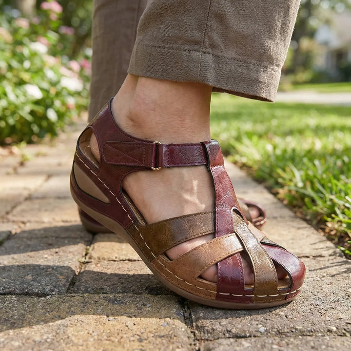 Trestova - Vintage-Style Closed-Toe Wedge Sandal