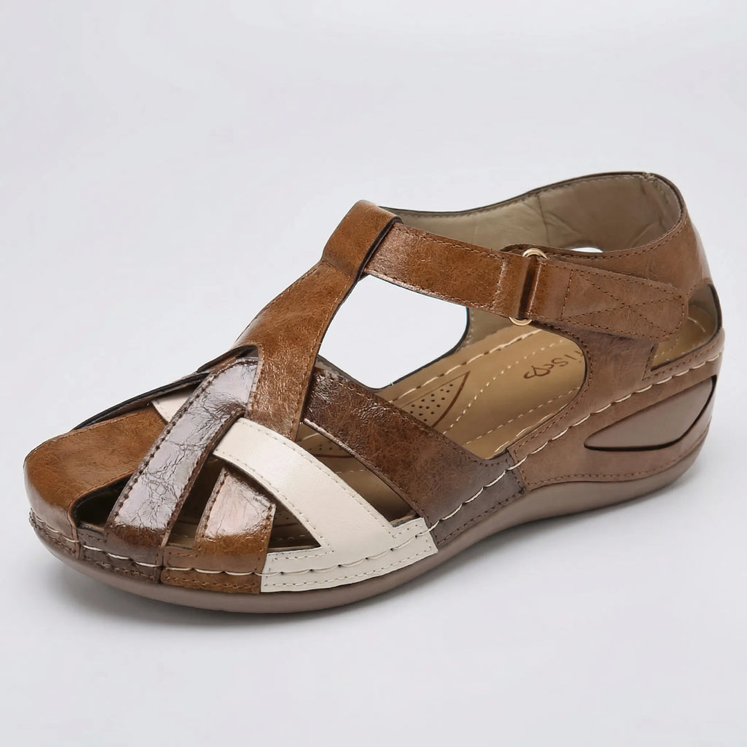 Trestova - Vintage-Style Closed-Toe Wedge Sandal