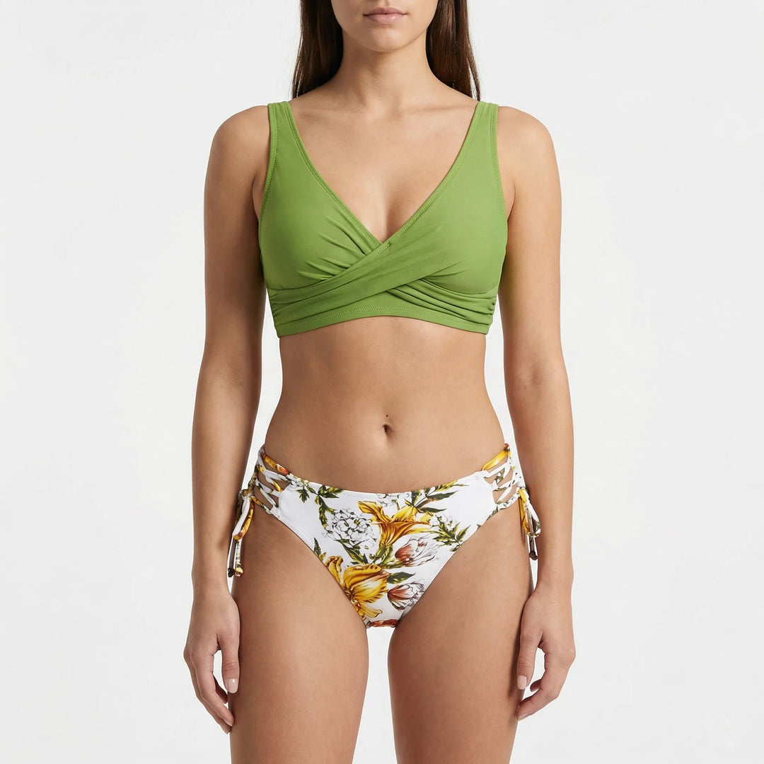 Tropiva - Wrap-Top Floral Two-Piece Bikini Set