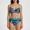 High-Waist Tropical Leaf Swimsuit Print Bikini
