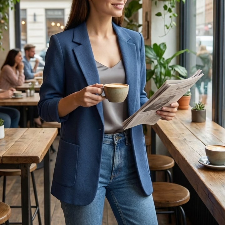 Veltona - Open-Front Women's Long Blazer