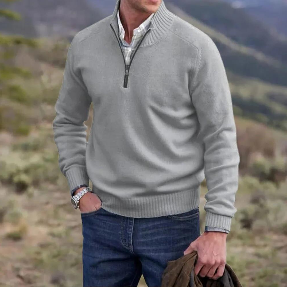 Luxurious Men's Cashmere Zip Sweater - Lucas