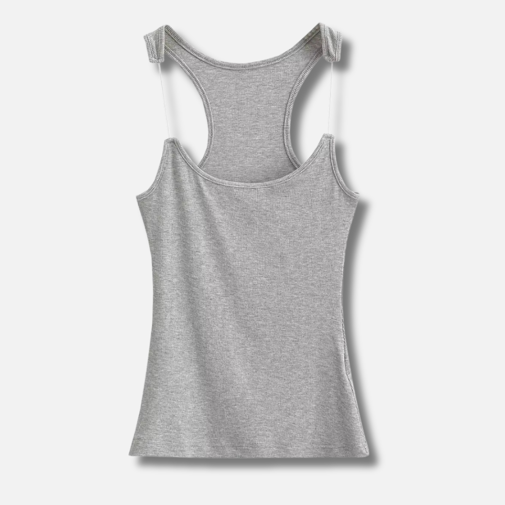 Invisible Strap Ribbed Tank Top for Women