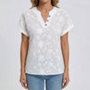 Short Sleeve Floral Embroidered Shirt for Women