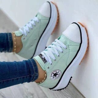 Women's Chunky Canvas Sneakers with Contrasting Side Stripe