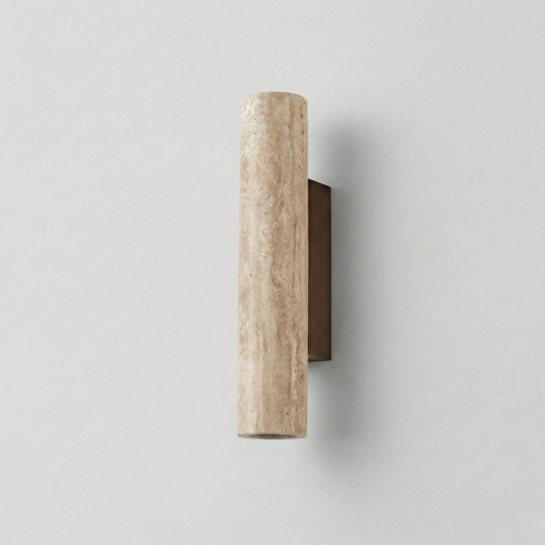 Travertine Vertical Cylinder Wall Lamp – Beige Natural Stone