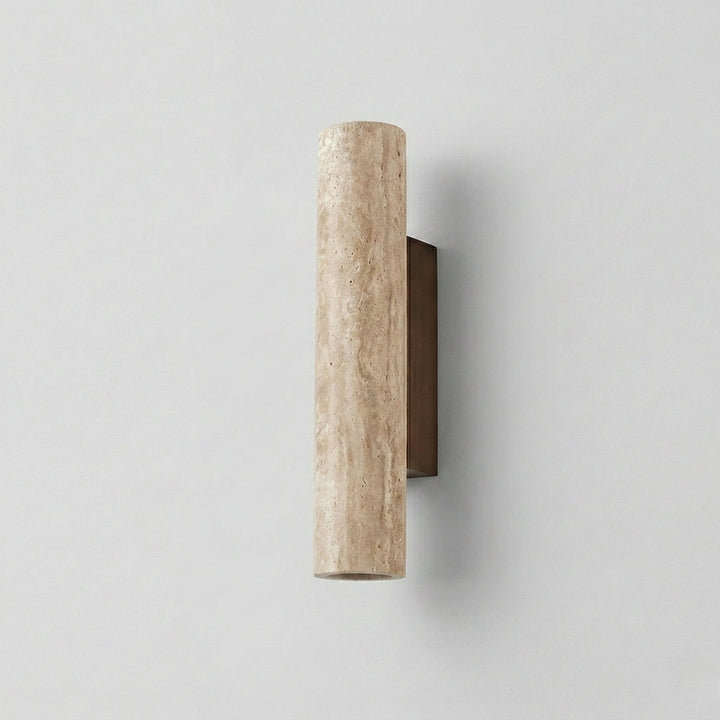 Travertine Vertical Cylinder Wall Lamp – Beige Natural Stone