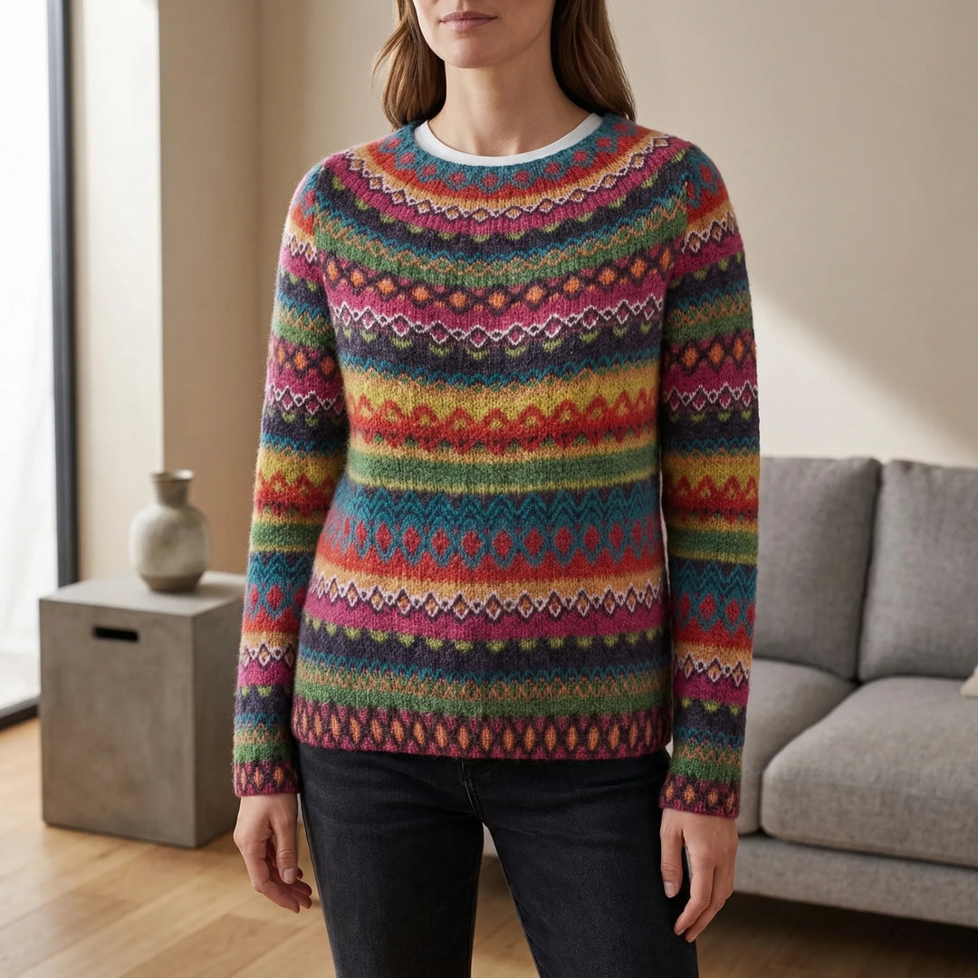 Vibrella - Multicolor Fair Isle Knit Pullover
