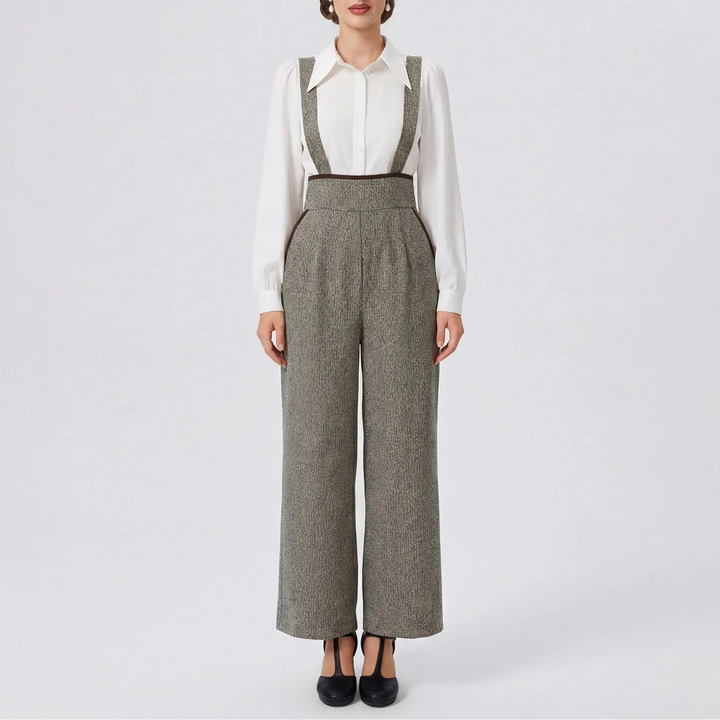 Vintrava - Wide-Leg Vintage Suspender Jumpsuit