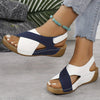 Color-Block Wedge Platform Sandals for Women