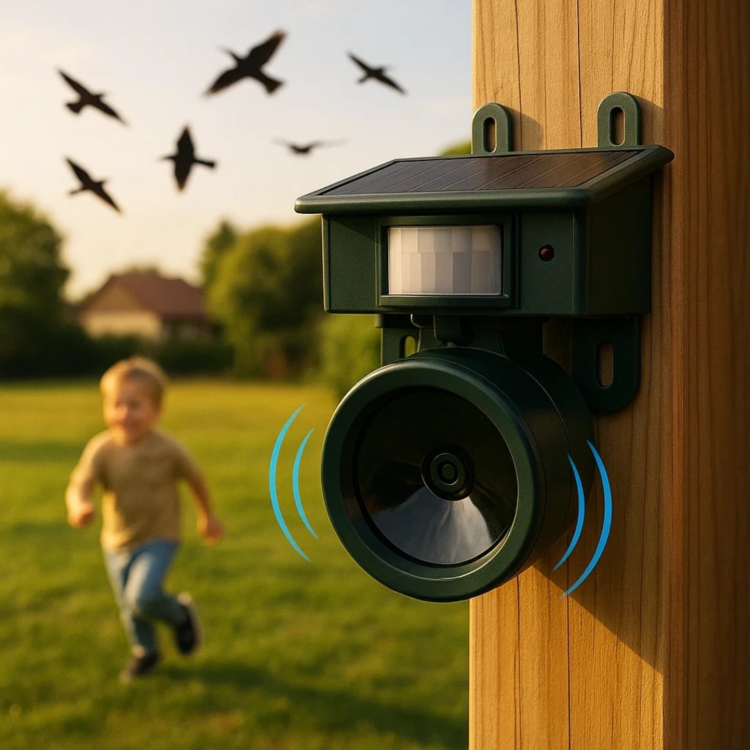 Bird Repeller | Solar-Powered Motion Detector | Animal-Friendly Hawk Calls