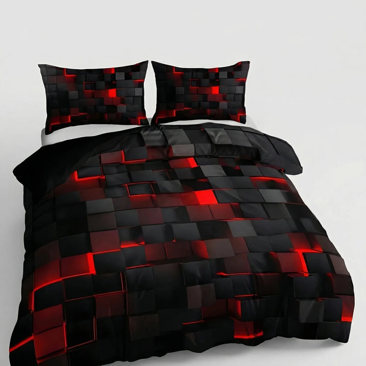 Voxlura - 3D Geometric Print Duvet Cover Set