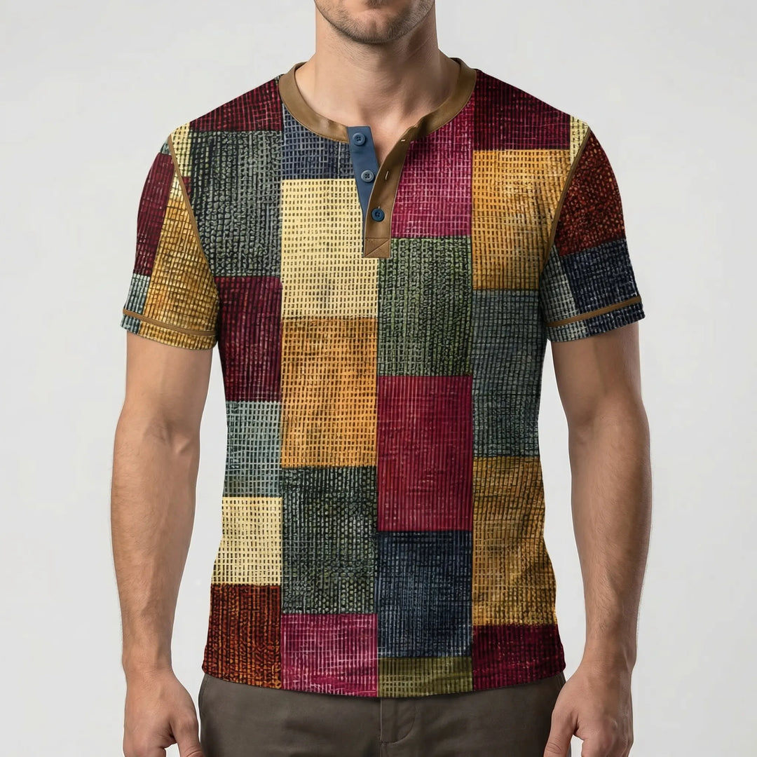 Wafflox - Colorblock Waffle Knit Short Sleeve Shirt