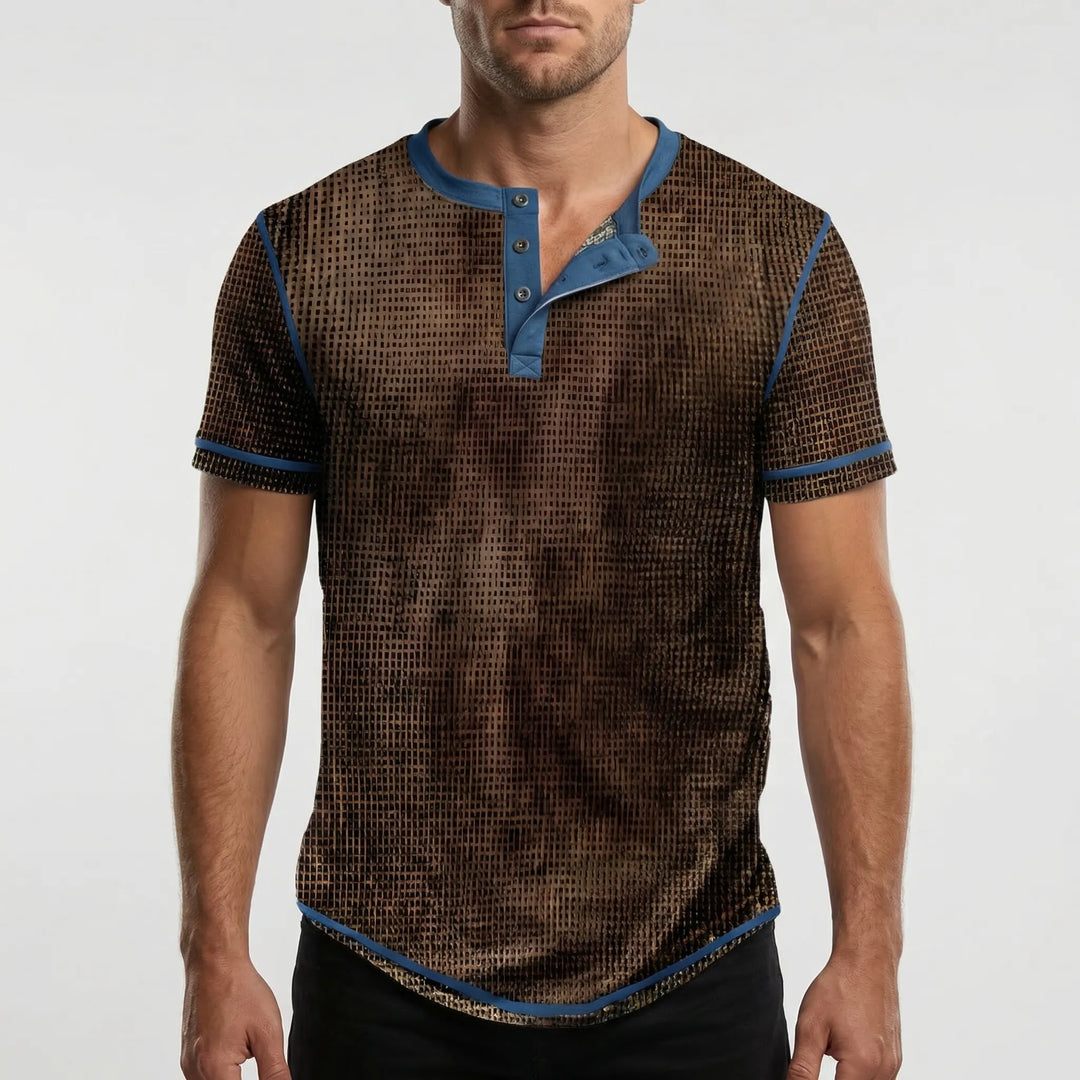 Wafflox - Colorblock Waffle Knit Short Sleeve Shirt