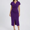 Short-Sleeve Wrap-Style Midi Dress