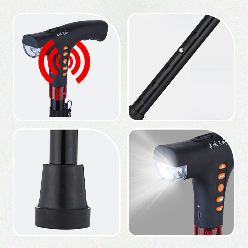 Smart Walking Stick | Radio Emergency Alarm with LED Light | Adjustable