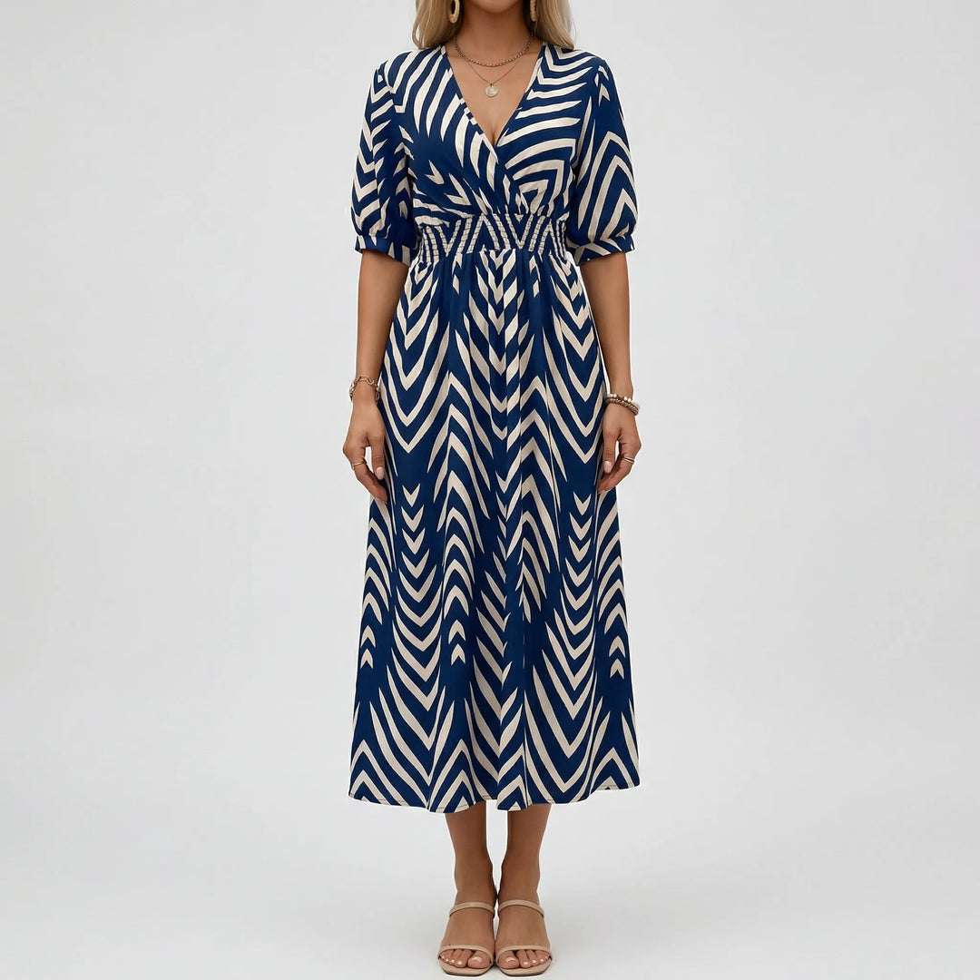 Zavorelle - A-Line Midi Dress With V-Neckline