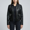Stand Collar Zip-Front Biker Jacket
