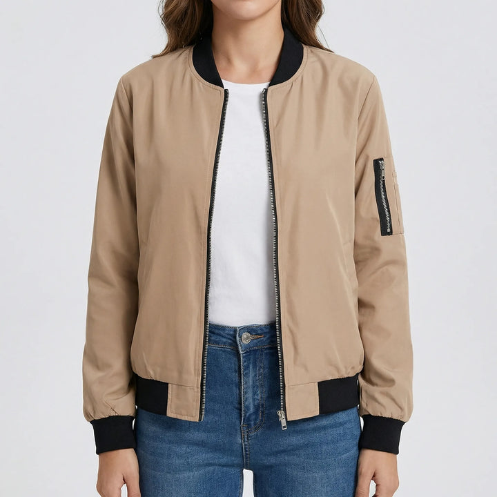 Zippova - Classic Zip-Up Bomber Jacket For Women