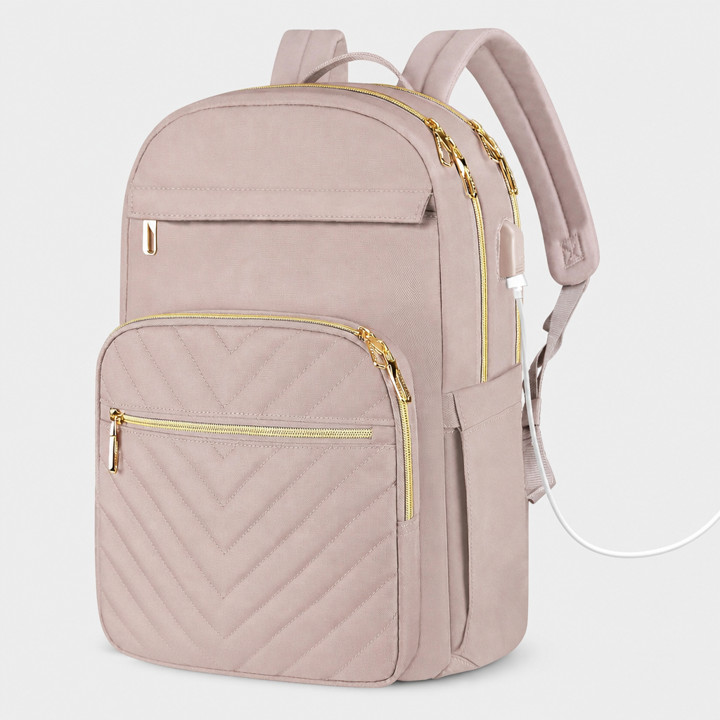 Stylish Women's Tech Backpack – USB & 15.6" – Carriro