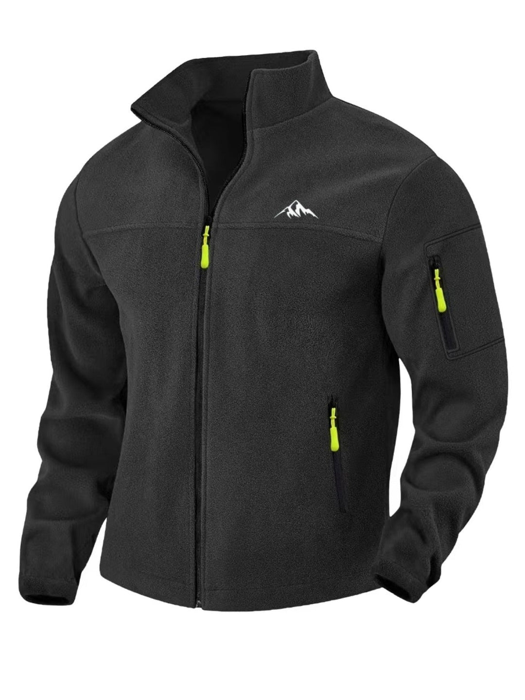 Men's Fleece Jacket with Stand-Up Collar, Windproof and with Stretch Fit
