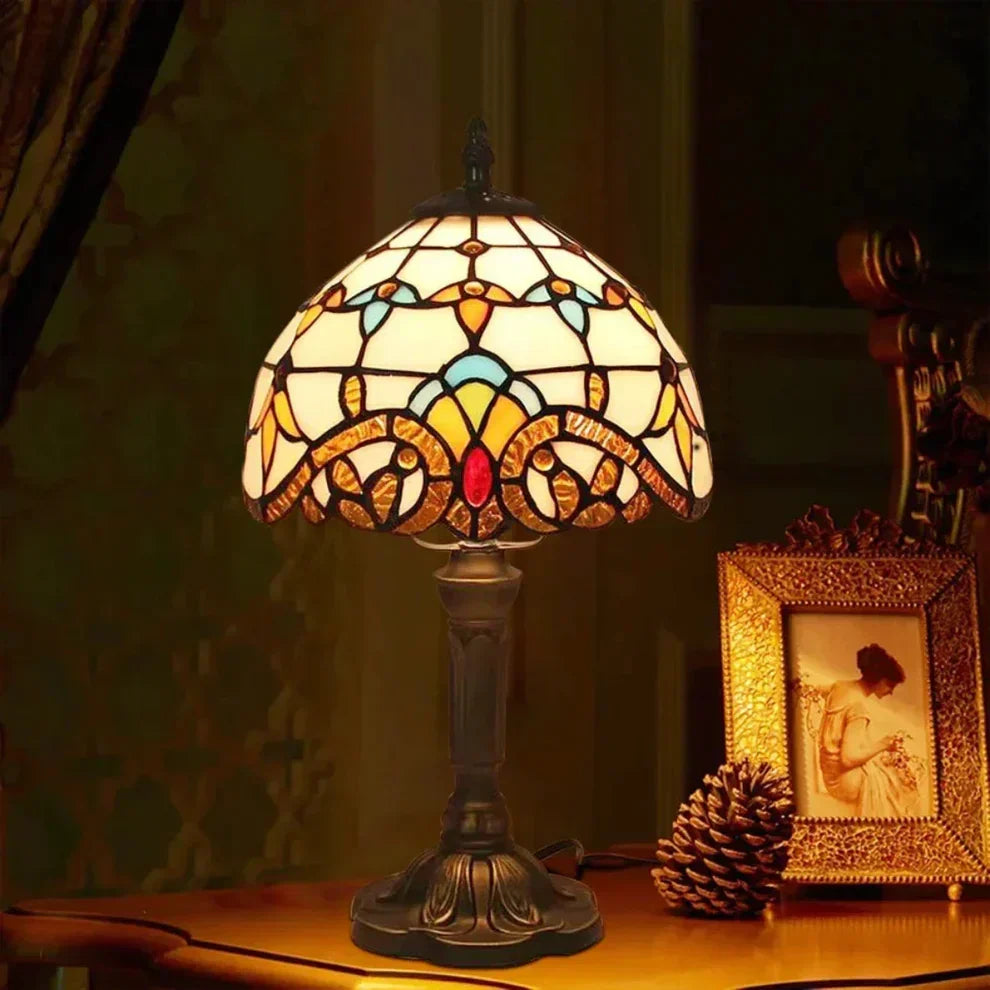 Antique Coloured Glass Lamp - Timeless Elegance & Craftsmanship