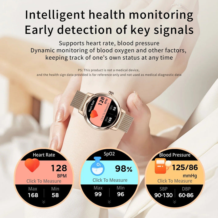 Smart Gold Women's Smartwatch – Luxury Sports Watch in Stainless Steel