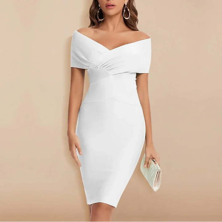 Off-Shoulder V-Neck Bandage Dress