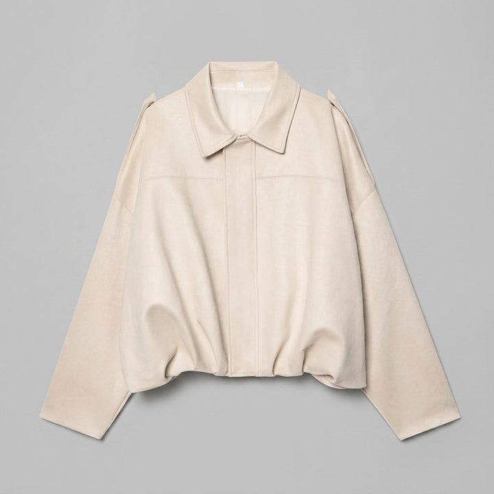 Women's Suede Bomber Jacket Cropped with Tailored Fit