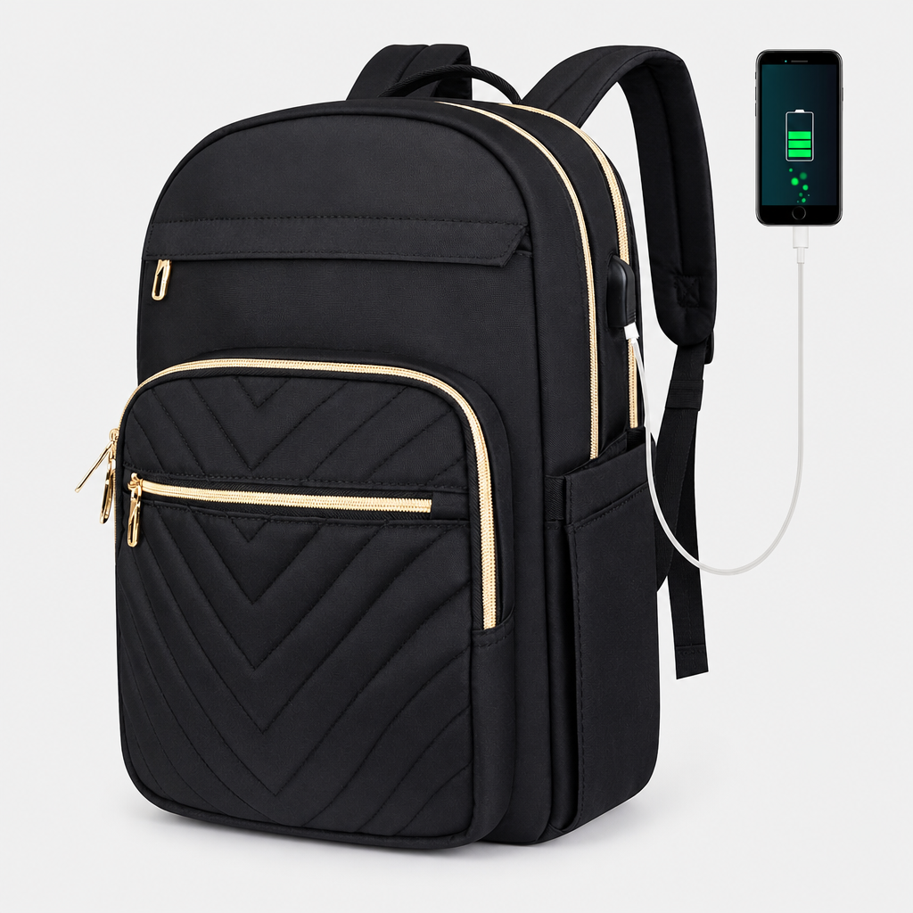 Stylish Women's Tech Backpack – USB & 15.6" – Carriro