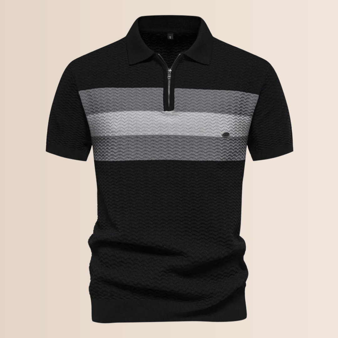 Striped Knit Design Polo Shirt for Men