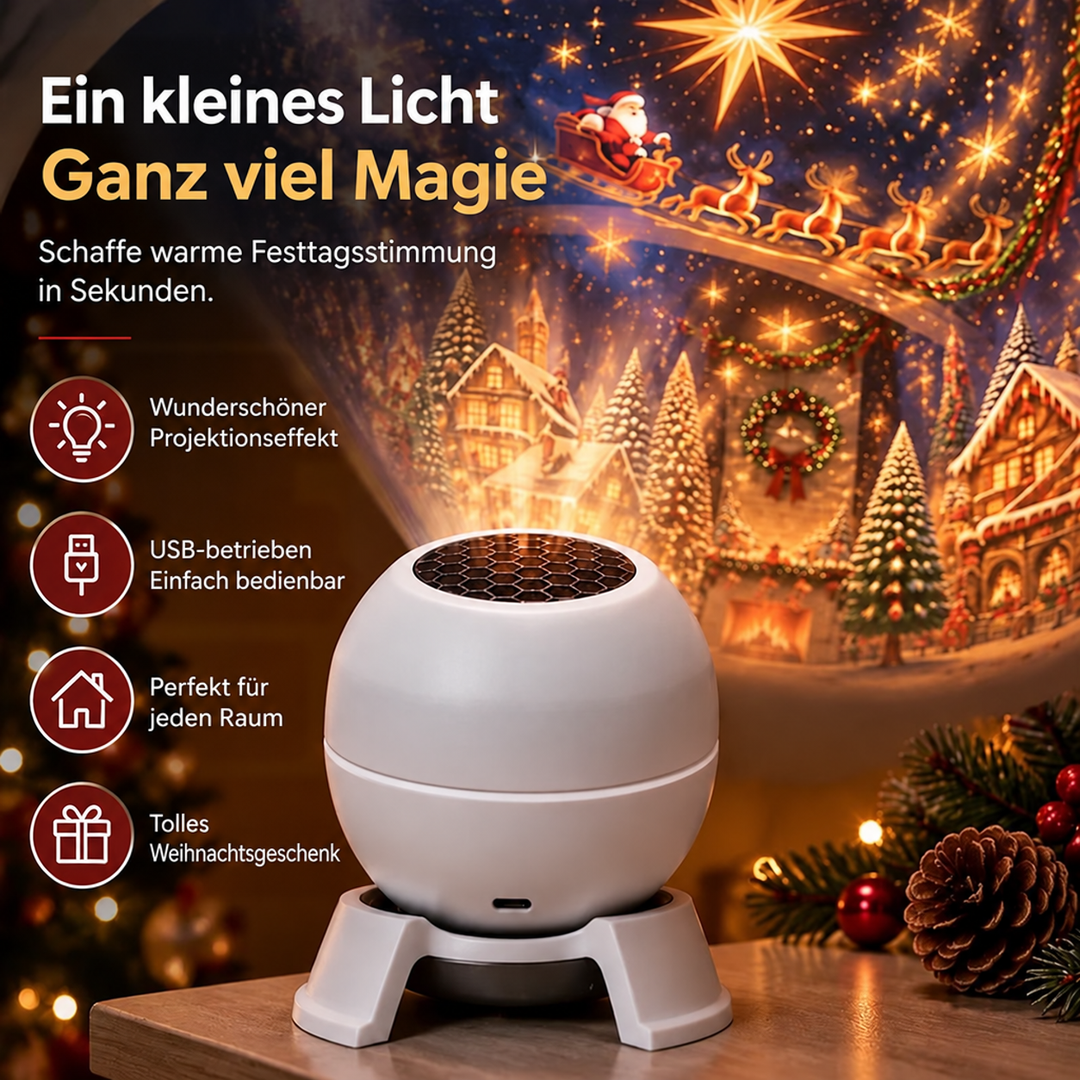 Christmas Projection Night Light for Walls and Ceilings – Festive Holiday Room Decor